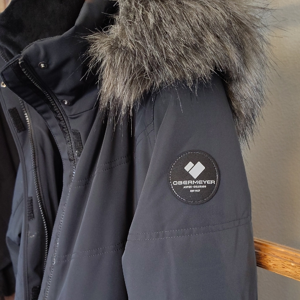 Obermeyer Tuscany Black Jacket with Faux Fur Trim Hood